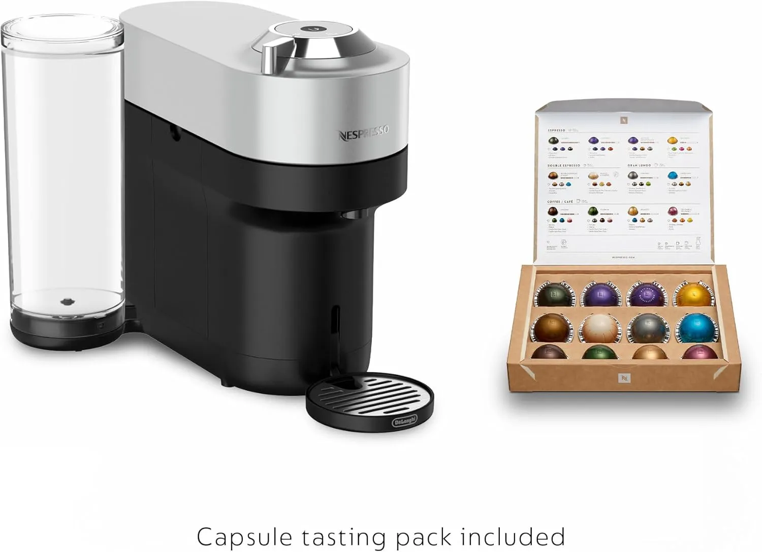 Nespresso Vertuo Pop  Deluxe by De'Longhi with Aeroccino, Silver