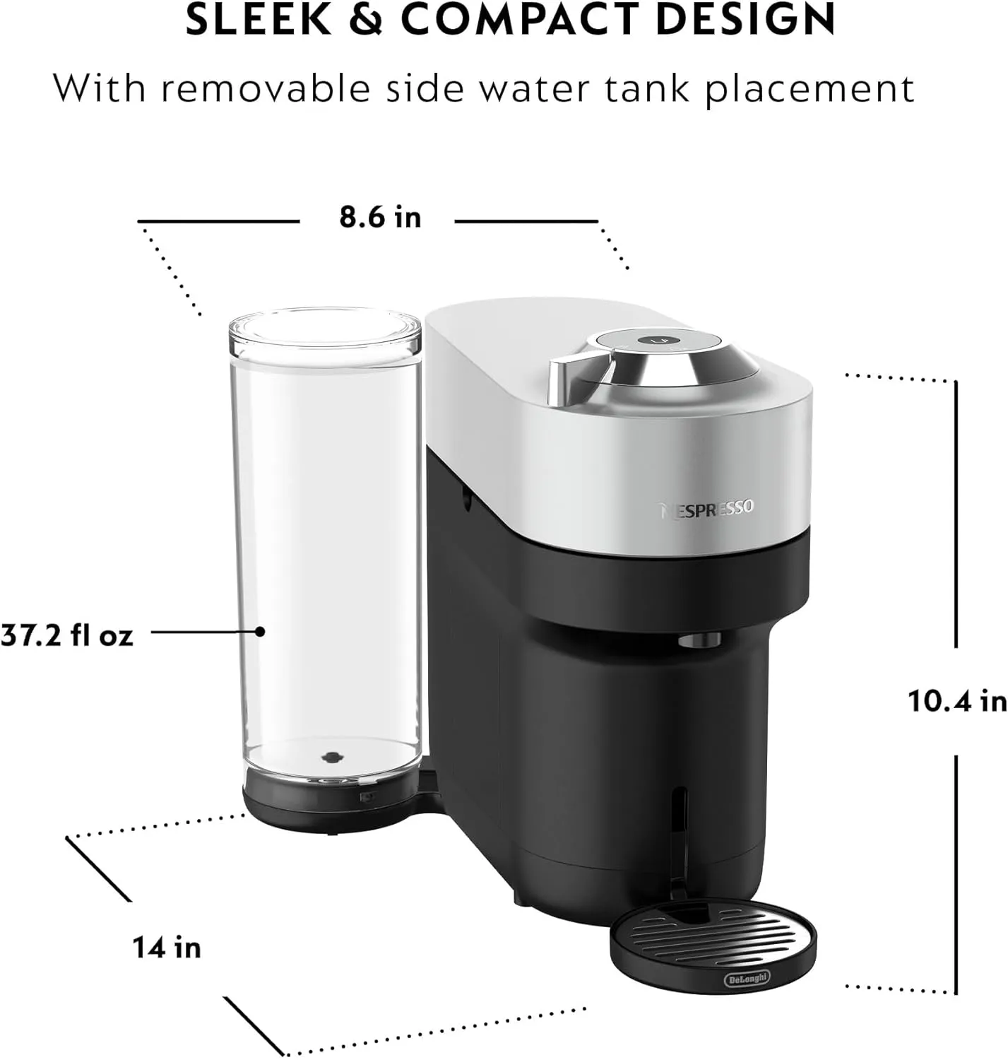 Nespresso Vertuo Pop  Deluxe by De'Longhi with Aeroccino, Silver