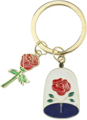New 2025 Unisex Cute Keychain Rose Flower Leaves Key Ring Fairy Tale Chains Valentine Day Gifts For Women Hers Handbag Accessorie Jewelry Findings Fashion Trendy Accessories Creative Gift And Men