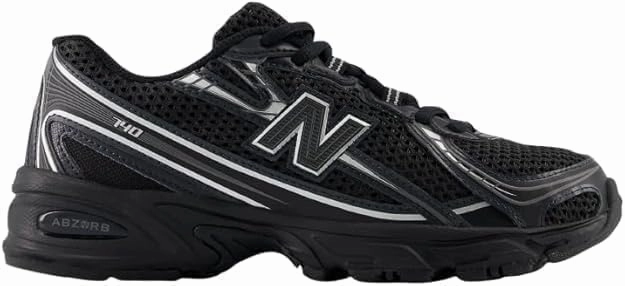 New Balance 740 Big Kids Shoes (Black Silver Metallic, 5.5)