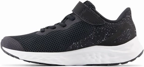 New Balance Girls Fresh Foam Arishi V4 Hook & Loop Running Shoe, Black/White/Silver Metallic, 10.5 Little Kid