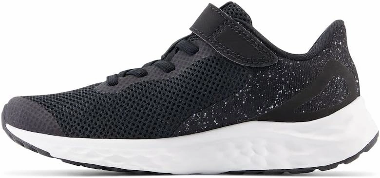 New Balance Girls Fresh Foam Arishi V4 Hook & Loop Running Shoe, Black/White/Silver Metallic, 10.5 Little Kid
