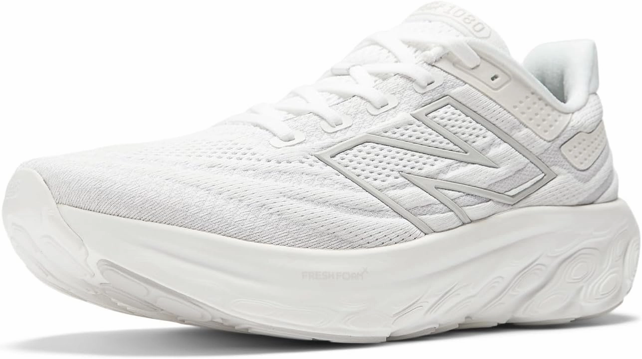 New Balance Men's M1080W13 Running Shoe, White/Light Silver Metallic, 10.5
