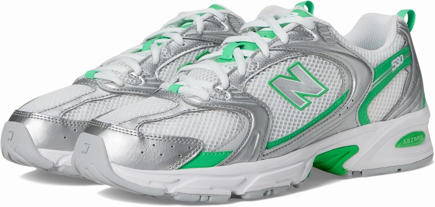 New Balance Unisex 530 Sneaker, Silver Metallic/Green Apple, 10 US Men