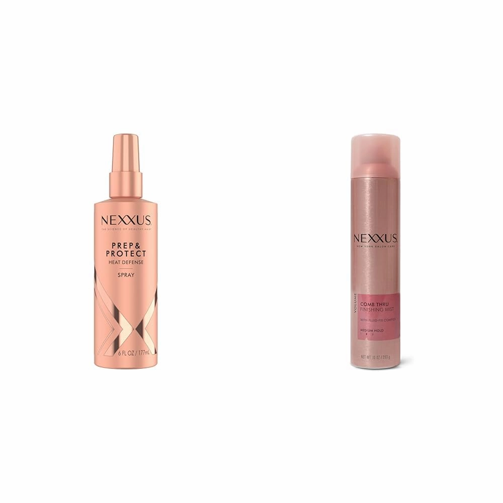 Nexxus Thermal Shield Spray Prep & Protect for 450 degree heat protection & Comb Thru Finishing Spray, Medium Hold Hair Spray for Volume, 10 oz