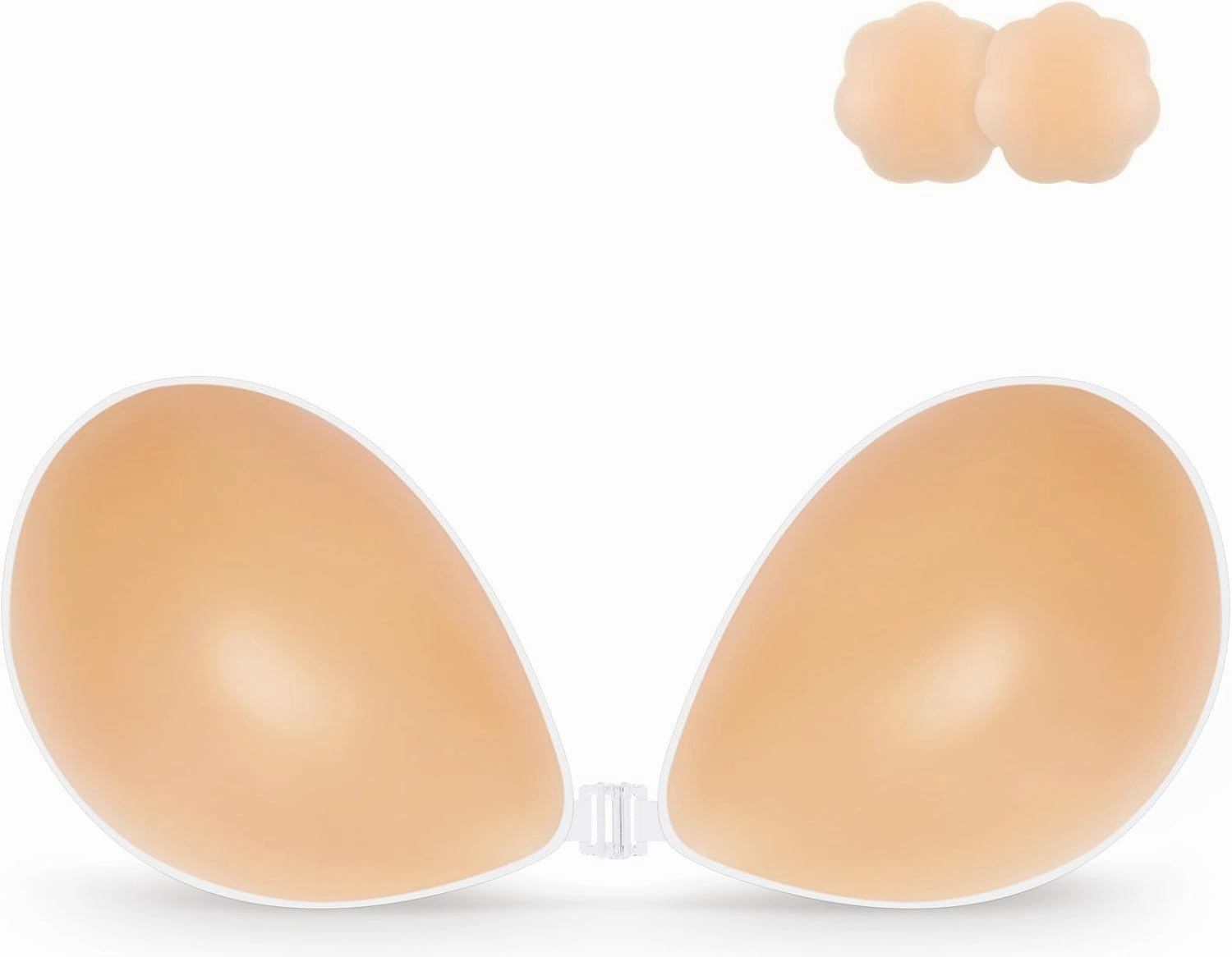Niidor Adhesive Bra Strapless Sticky Invisible Push up Silicone Bra for Backless Dress with Nipple Covers