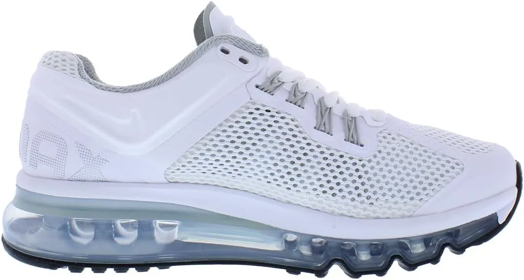 Nike Air Max 2013 Big Kids' Shoes (555426-100, White/Metallic Silver)