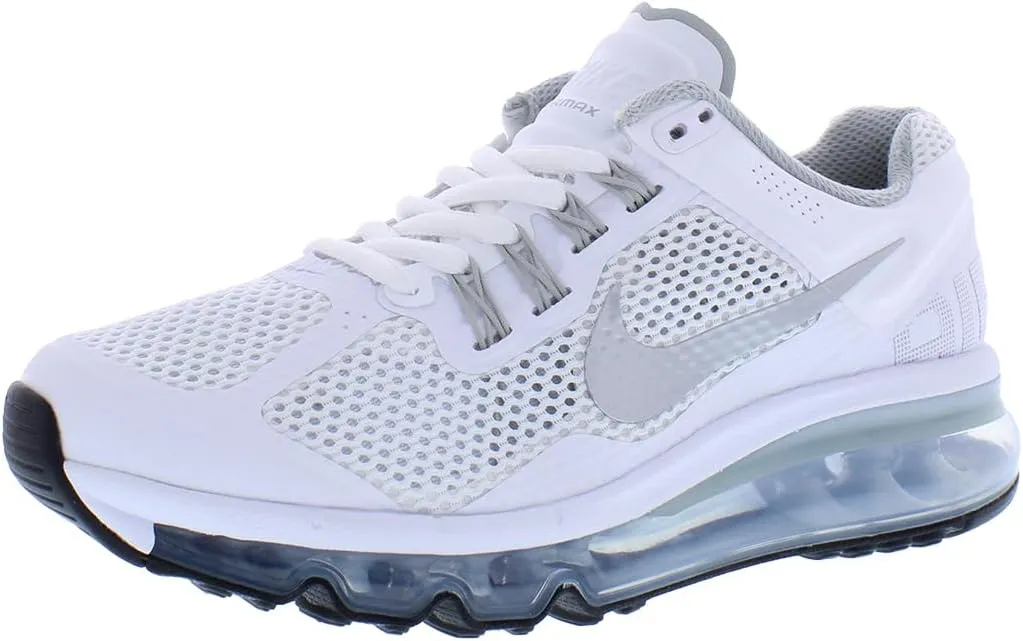 Nike Air Max 2013 Big Kids' Shoes (555426-100, White/Metallic Silver)