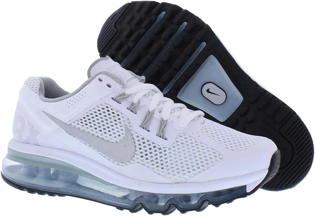 Nike Air Max 2013 Big Kids' Shoes (555426-100, White/Metallic Silver)