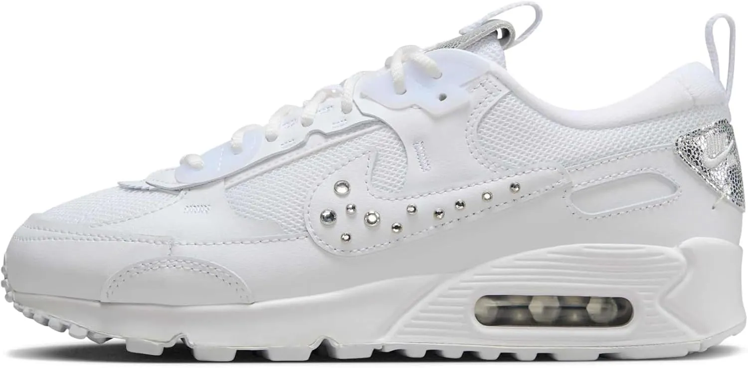 Nike Air Max 90 Futura Women's Shoes (FQ8888-100, White/Metallic Silver/Chrome/Platinum Tint) Size 10