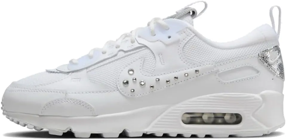 Nike Air Max 90 Futura Women's Shoes (FQ8888-100, White/Metallic Silver/Chrome/Platinum Tint) Size 9