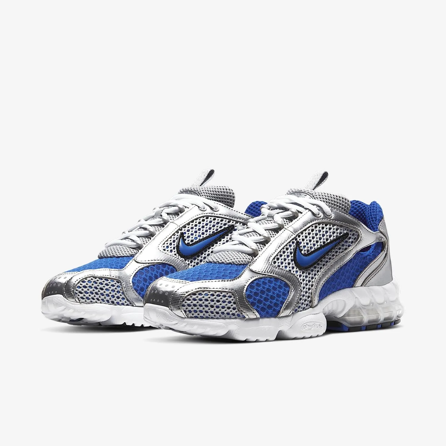 Nike Air Zoom Spiridon Cage 2 Men's Shoes (CJ1288-002, Metallic Silver/Varsity Royal/White/Varsity Royal)