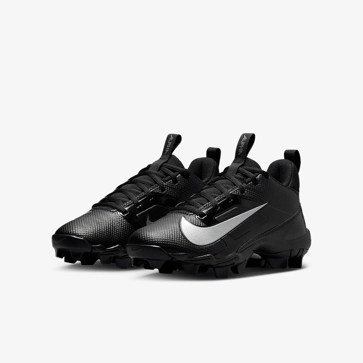 Nike Alpha Menace 4 Shark Big Kids' Football Cleats (Wide) (FQ4016-002, Black/Metallic Silver)