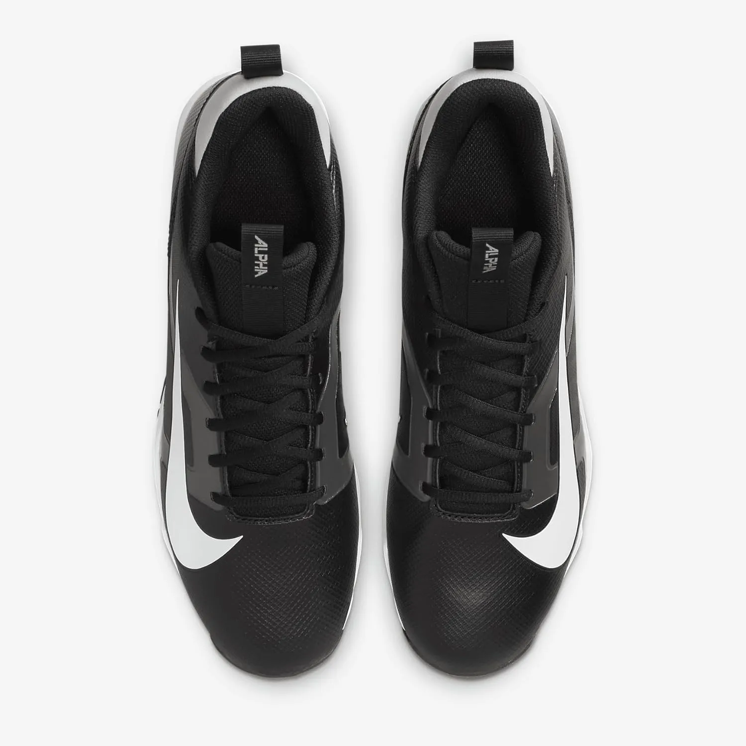 Nike Alpha Menace 4 Shark Football Cleats (FN0028-001, Black/Light Smoke Grey/Metallic Silver/White)