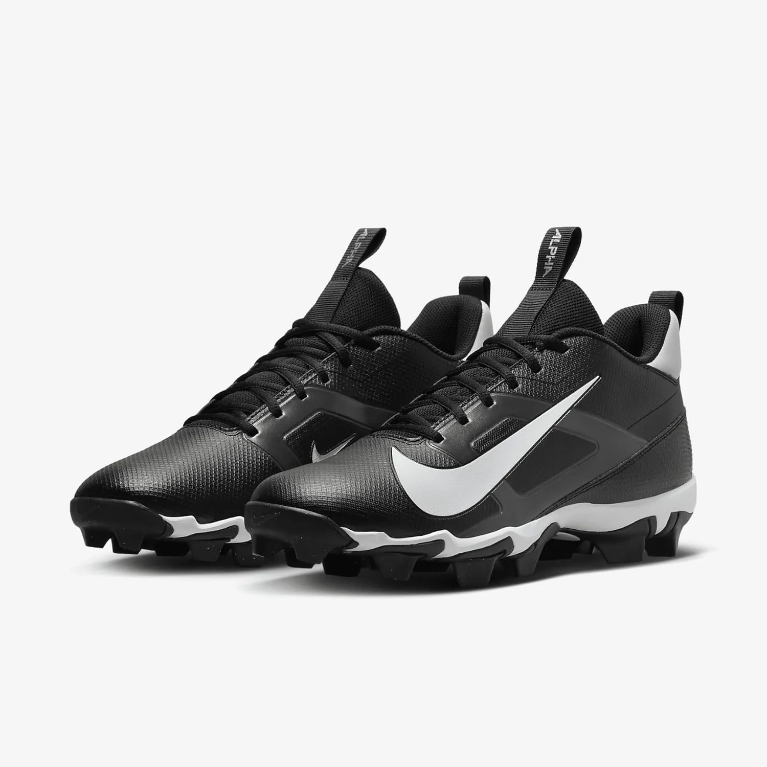 Nike Alpha Menace 4 Shark Football Cleats (FN0028-001, Black/Light Smoke Grey/Metallic Silver/White)