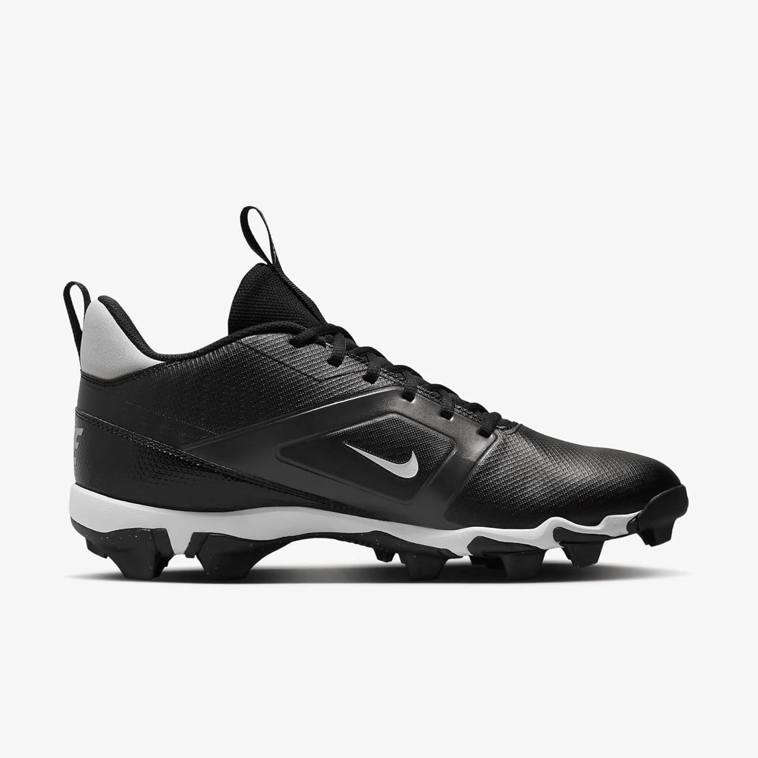 Nike Alpha Menace 4 Shark Football Cleats (FN0028-001, Black/Light Smoke Grey/Metallic Silver/White)