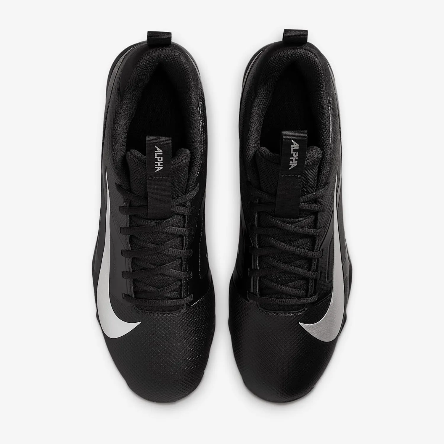 Nike Alpha Menace 4 Shark Football Cleats (Wide) (FQ3875-002, Black/Metallic Silver)