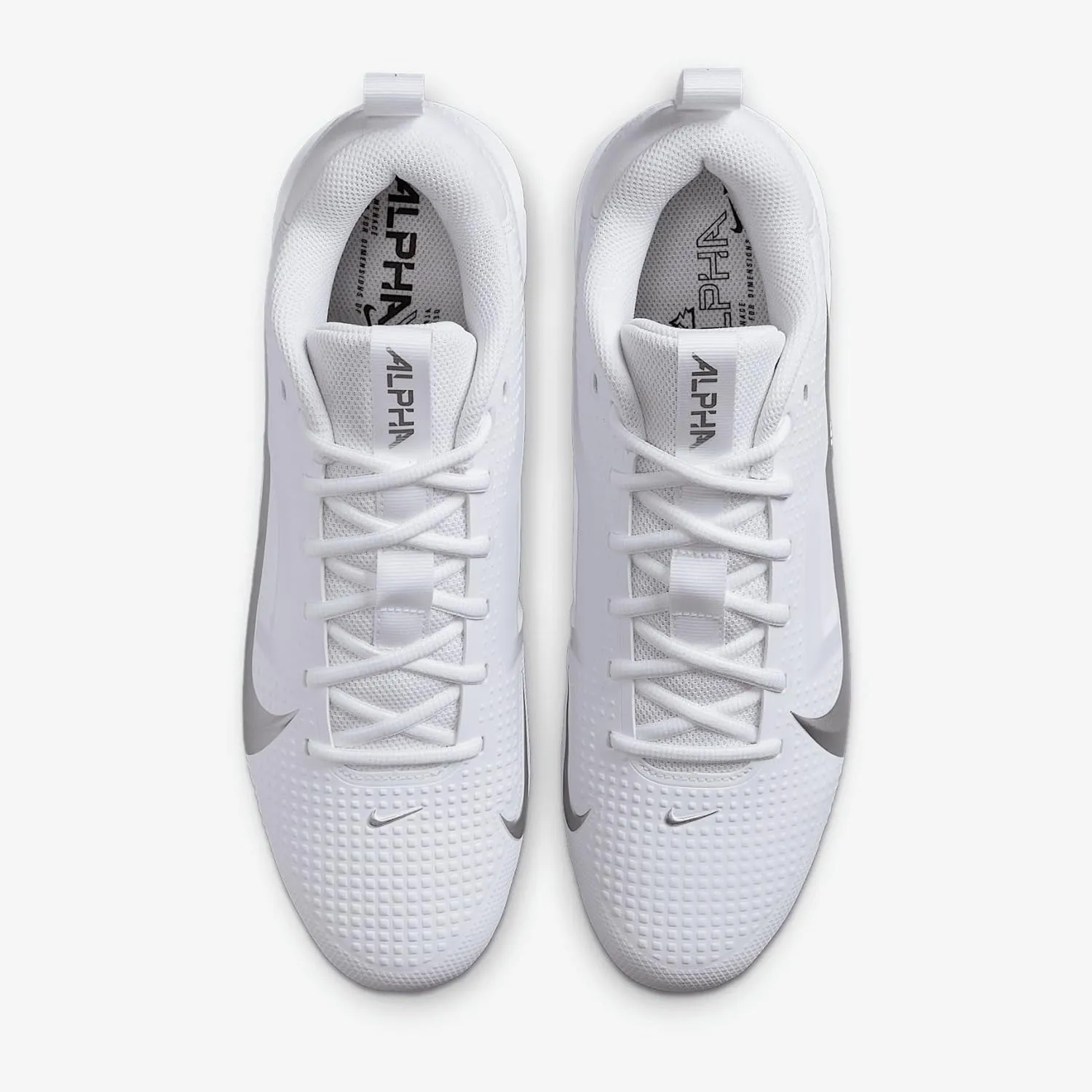 Nike Alpha Menace 4 Varsity Football Cleats (FN0027-101, White/Metallic Silver)