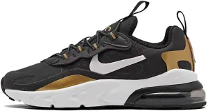 Nike Boys' Little Kids Air Max 270 React Casual Shoes (12, Anthracite/White/Black/Metallic Gold)