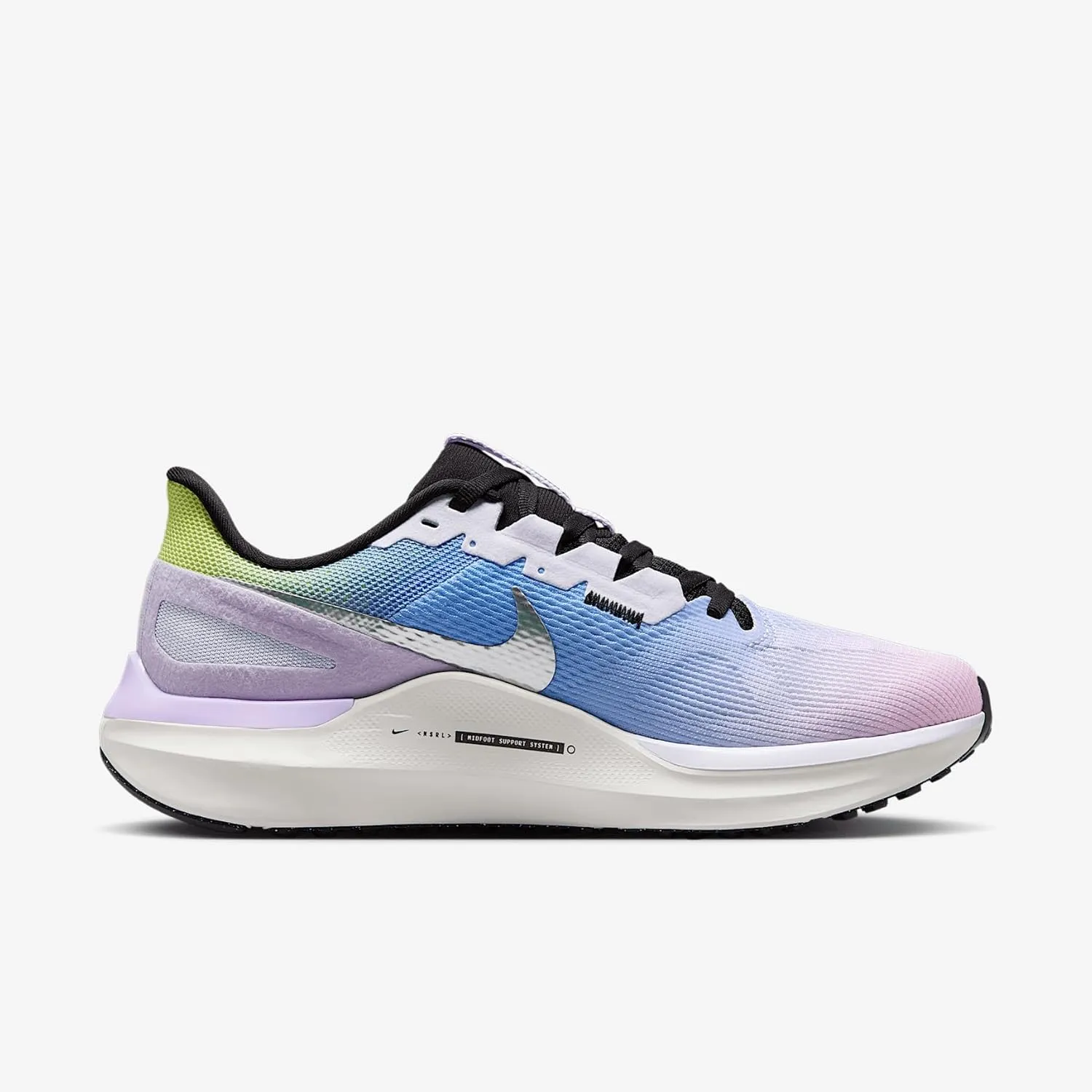 Nike Structure 25 SE Women's Road Running Shoes (HV3177-500, Amethyst Tint/Black/Light Lemon Twist/Metallic Gold)