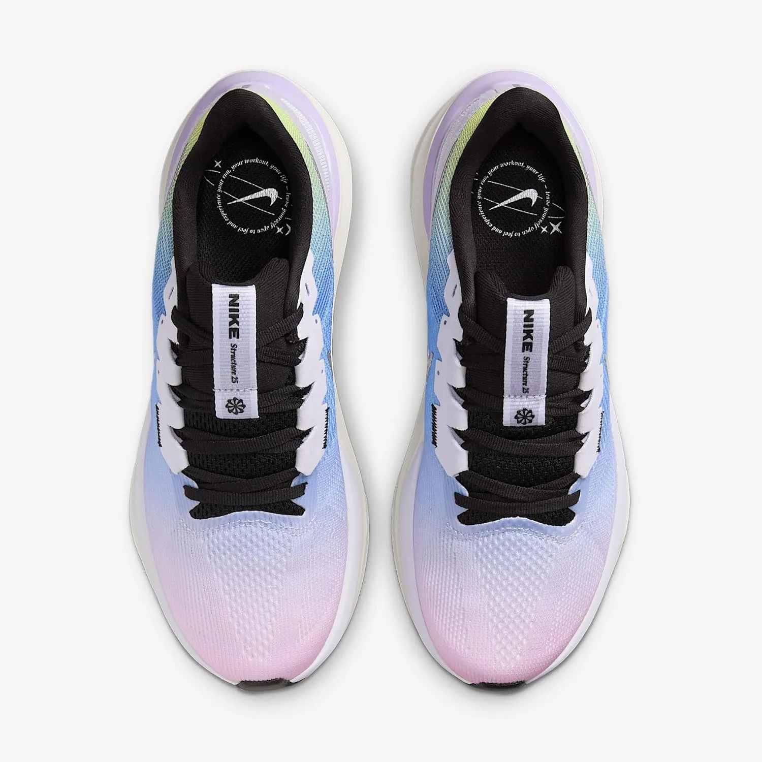 Nike Structure 25 SE Women's Road Running Shoes (HV3177-500, Amethyst Tint/Black/Light Lemon Twist/Metallic Gold)