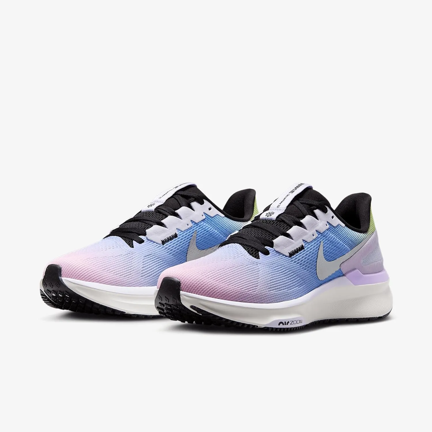 Nike Structure 25 SE Women's Road Running Shoes (HV3177-500, Amethyst Tint/Black/Light Lemon Twist/Metallic Gold)