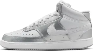 Nike Women's Court Vision Mid Trainers, White metallic silver, 6.5 Women