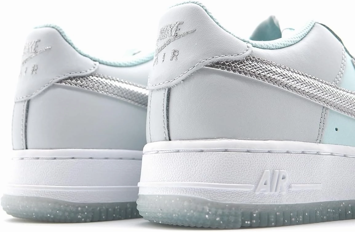 Nike Air Force 1 Big Kids' Shoes (HQ3249-043, Pure Platinum/Glacier Blue/Metallic Silver)