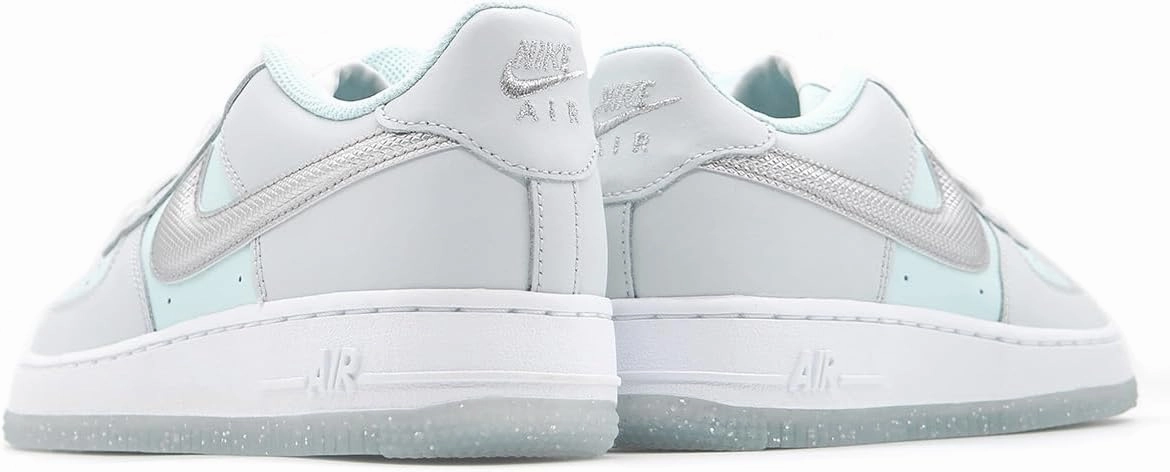 Nike Air Force 1 Big Kids' Shoes (HQ3249-043, Pure Platinum/Glacier Blue/Metallic Silver)
