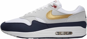 Nike Air Max 1 Men's Shoes (HM9604-400, Obsidian/White/Light Smoke Grey/Metallic Gold) Size 5