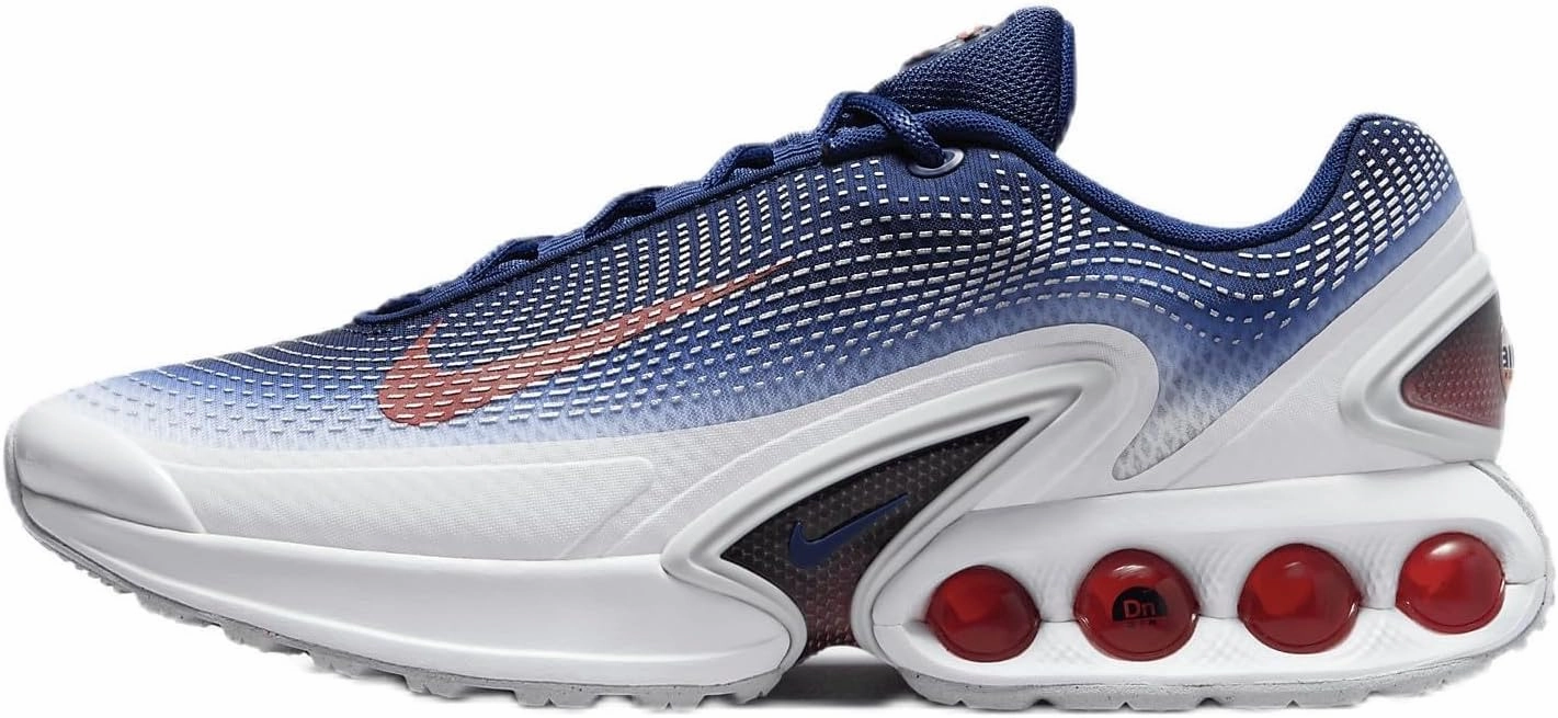 Nike Air Max Dn Men's Shoes (FV2250-100, White/Blue Void/Metallic Silver/Bright Crimson) Size 11.5