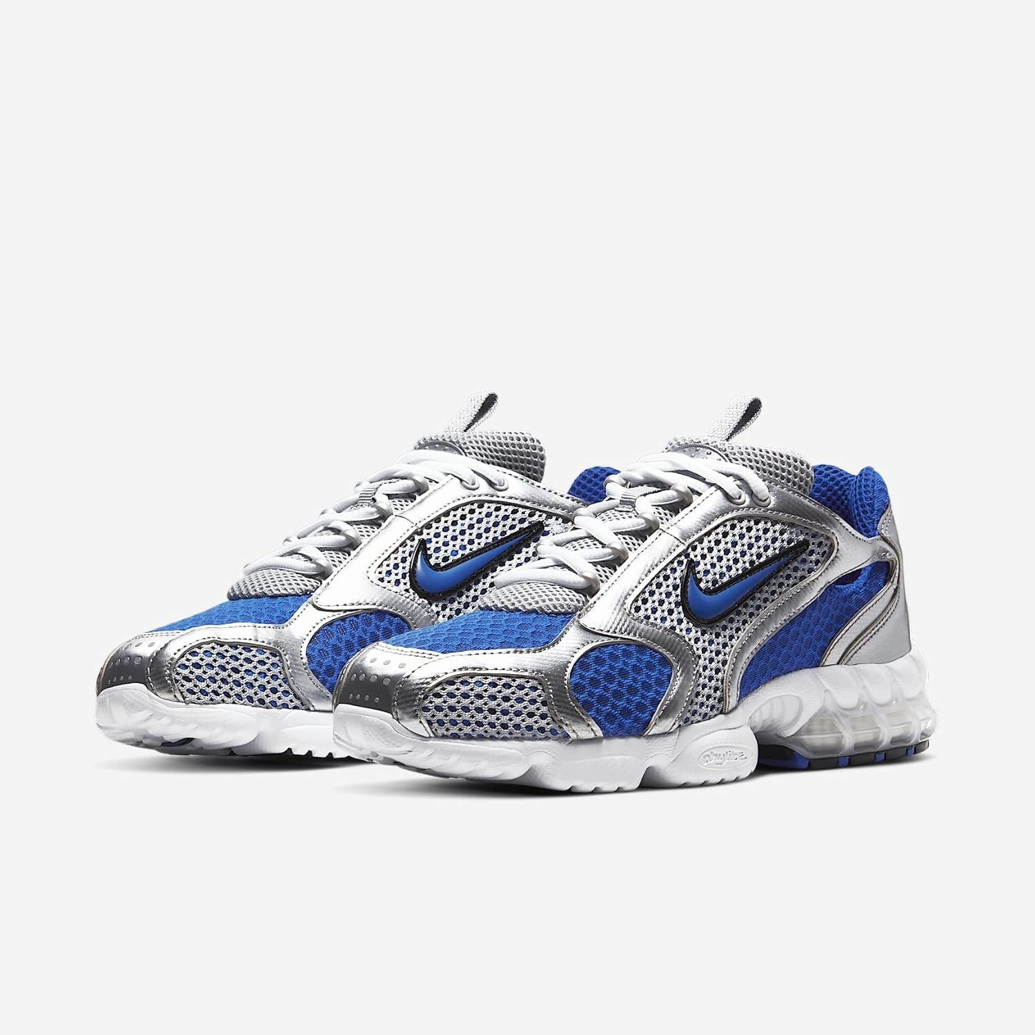 Nike Air Zoom Spiridon Cage 2 Men's Shoes (CJ1288-002, Metallic Silver/Varsity Royal/White/Varsity Royal)