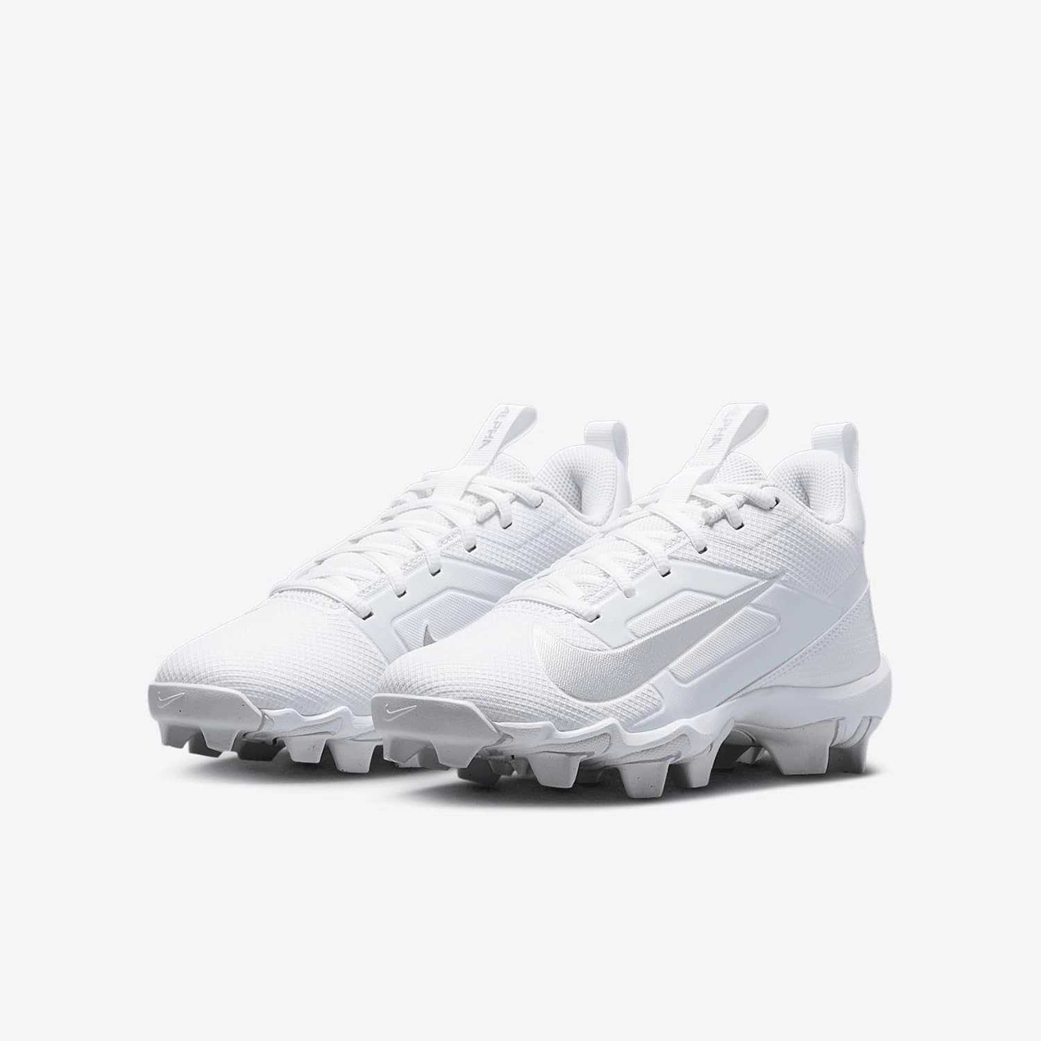Nike Alpha Menace 4 Shark Big Kids' Football Cleats (FQ4012-101, White/Metallic Silver)