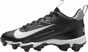 Nike Alpha Menace 4 Shark Big Kids' Football Cleats (Wide) (FQ4016-001, Black/Light Smoke Grey/Metallic Silver/White) Size 5.5