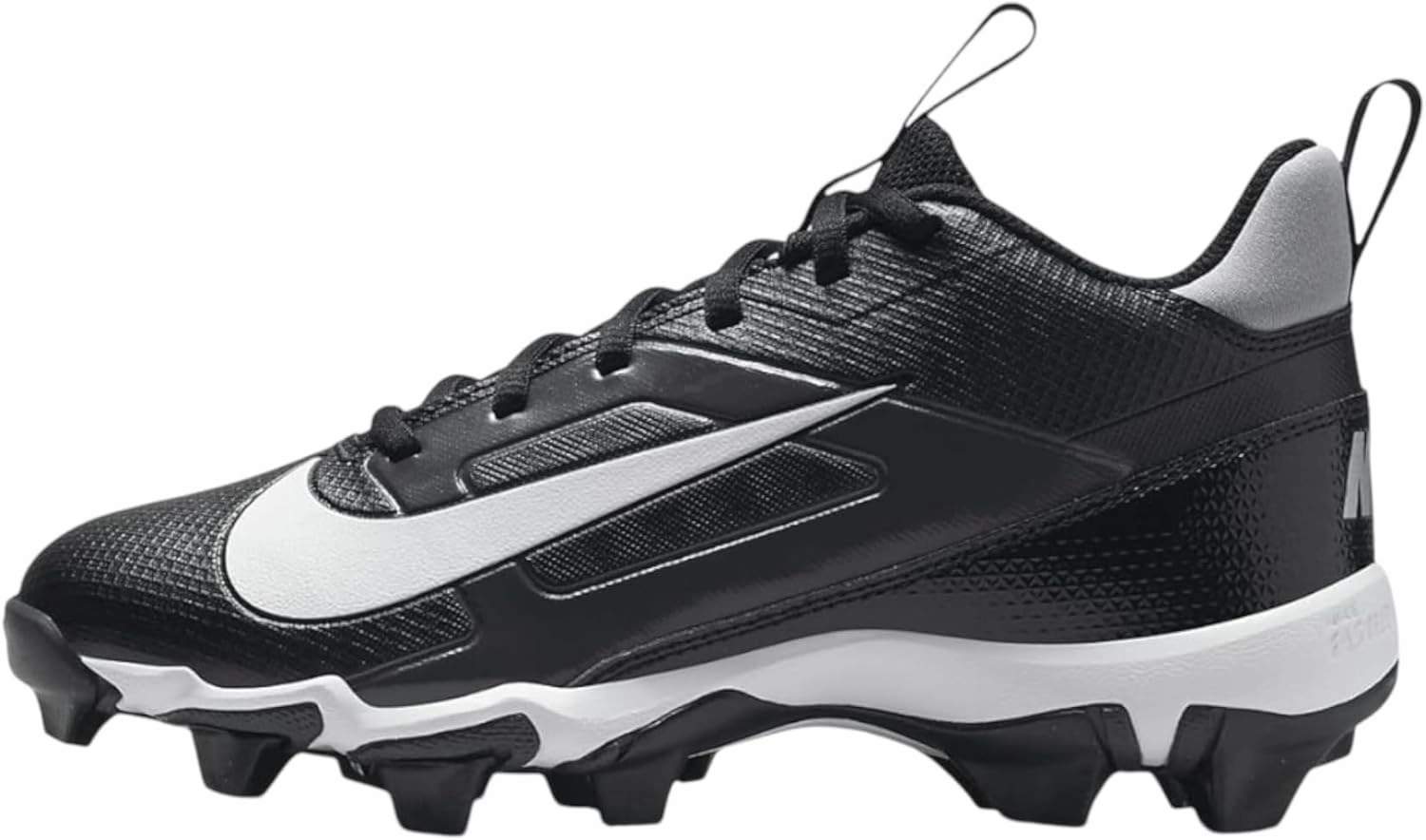 Nike Alpha Menace 4 Shark Big Kids' Football Cleats (Wide) (FQ4016-001, Black/Light Smoke Grey/Metallic Silver/White) Size 5.5