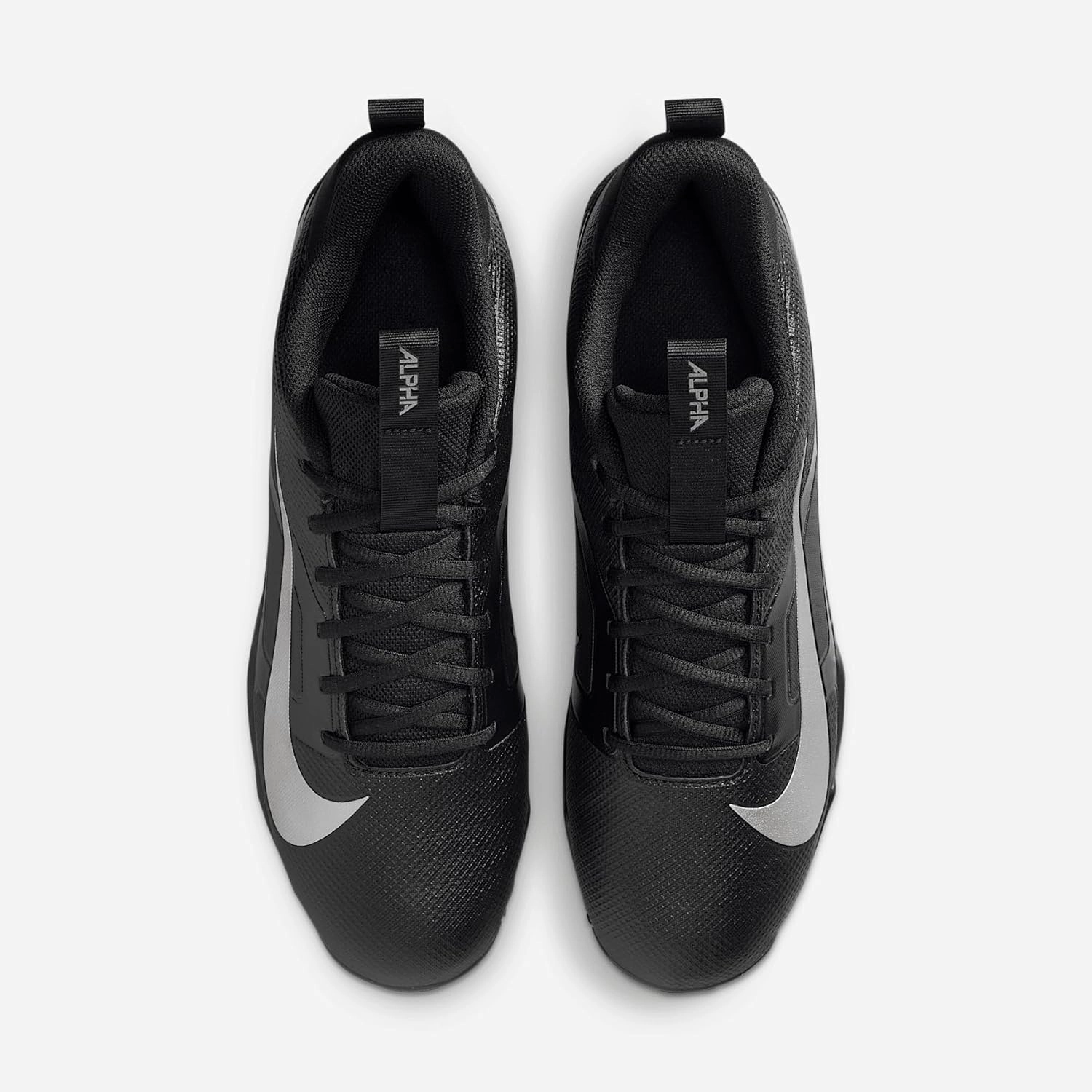 Nike Alpha Menace 4 Shark Football Cleats (FN0028-002, Black/Metallic Silver)
