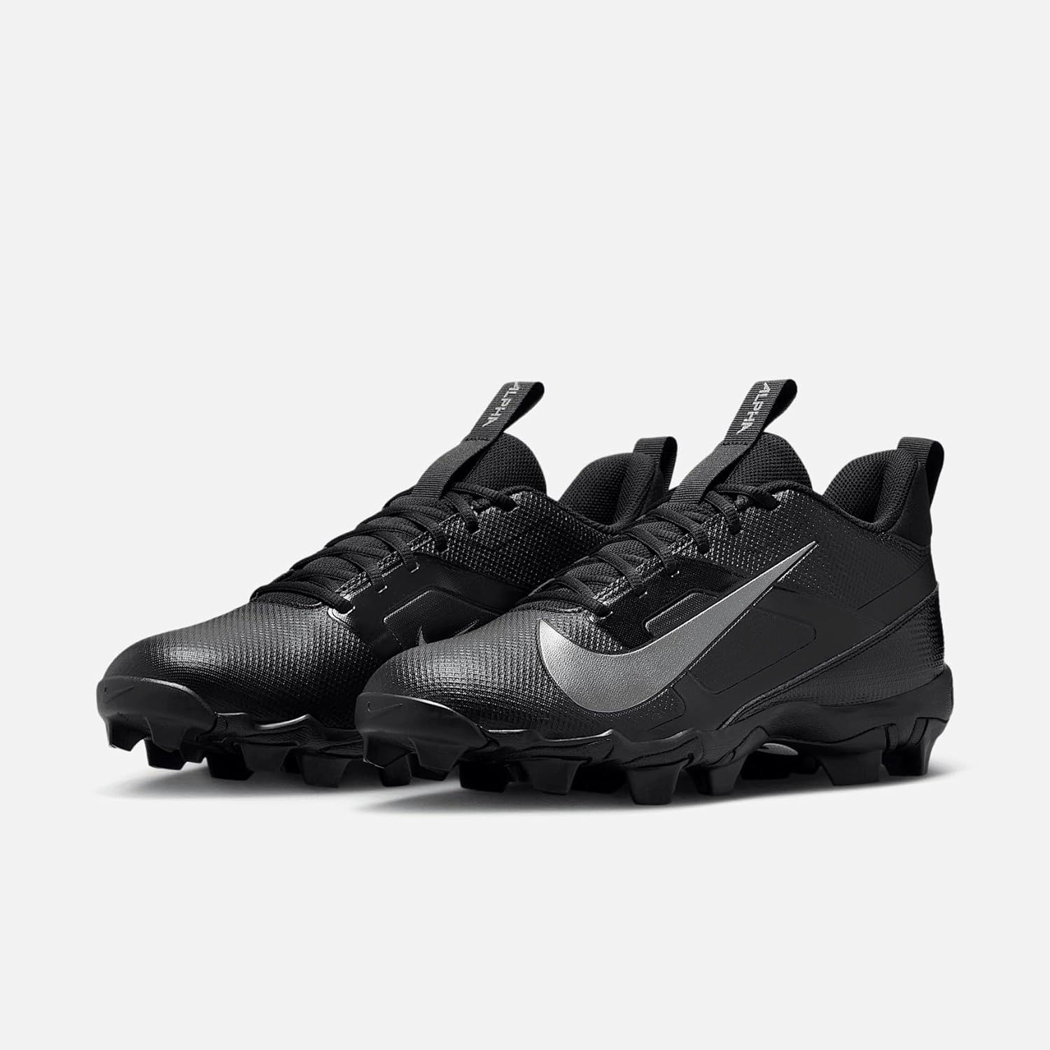 Nike Alpha Menace 4 Shark Football Cleats (FN0028-002, Black/Metallic Silver)