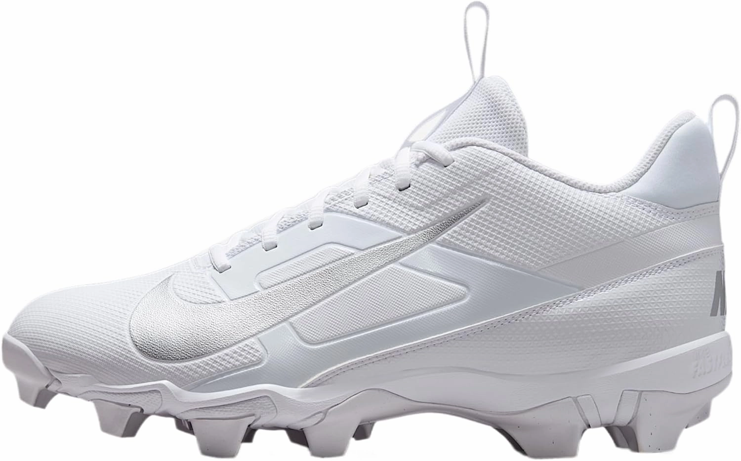 Nike Alpha Menace 4 Shark Football Cleats (FN0028-101, White/Metallic Silver)