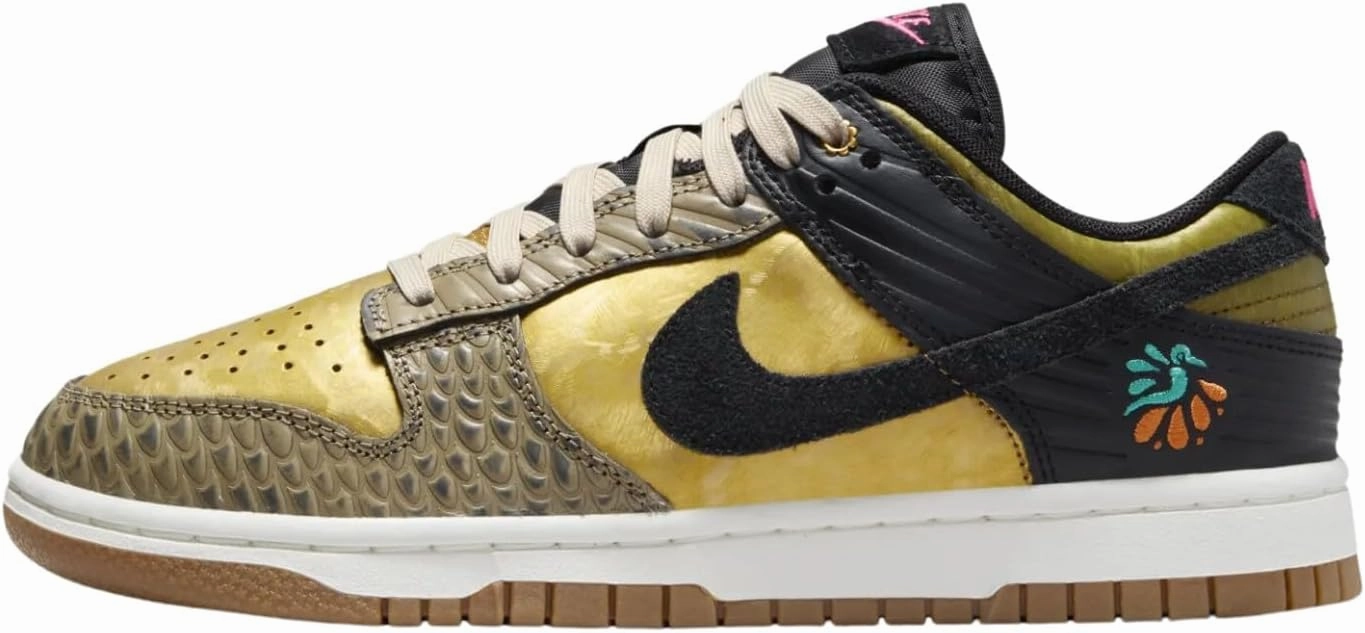 Nike Dunk Low Women's Shoes Size - 6.5, Black/Khaki-metallic Gold