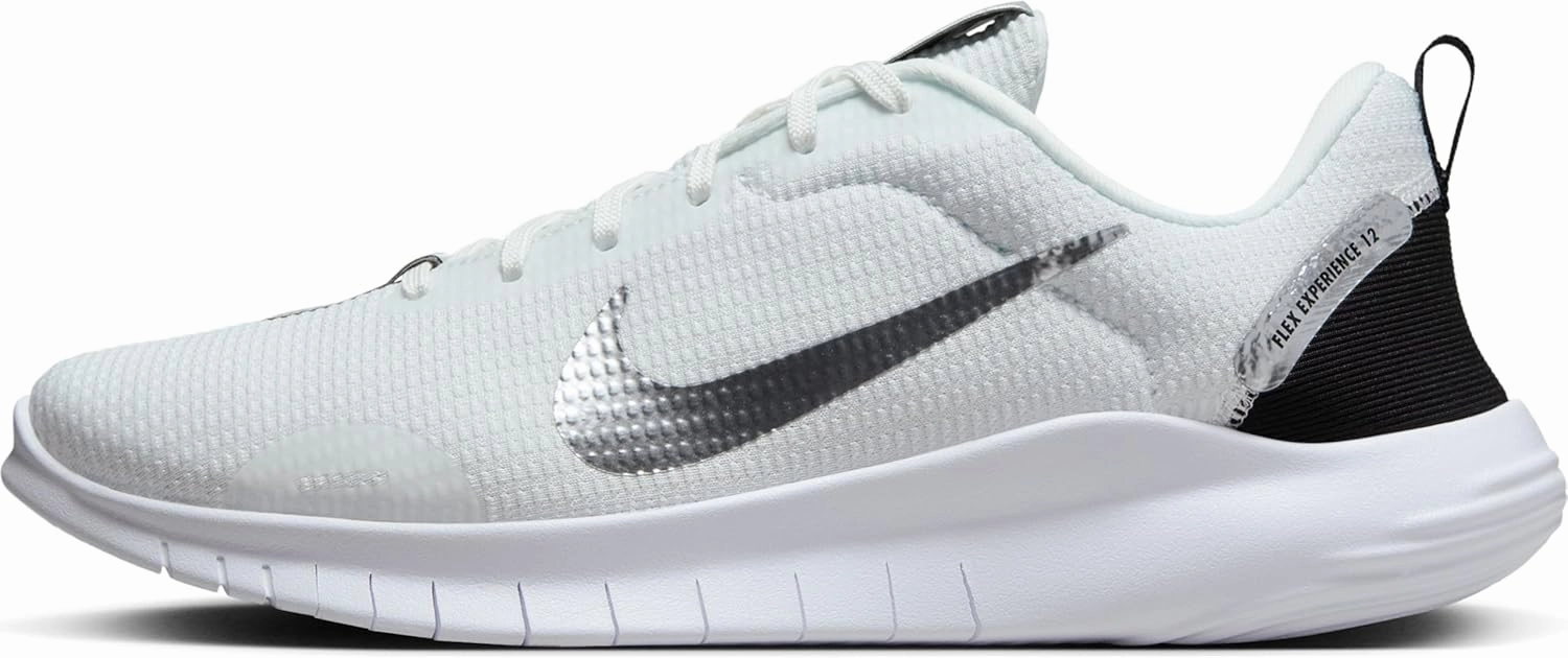 Nike Flex Experience Run 12 Premium Women's Road Running Shoes (FZ2114-100, Summit White/Black/White/Metallic Silver)