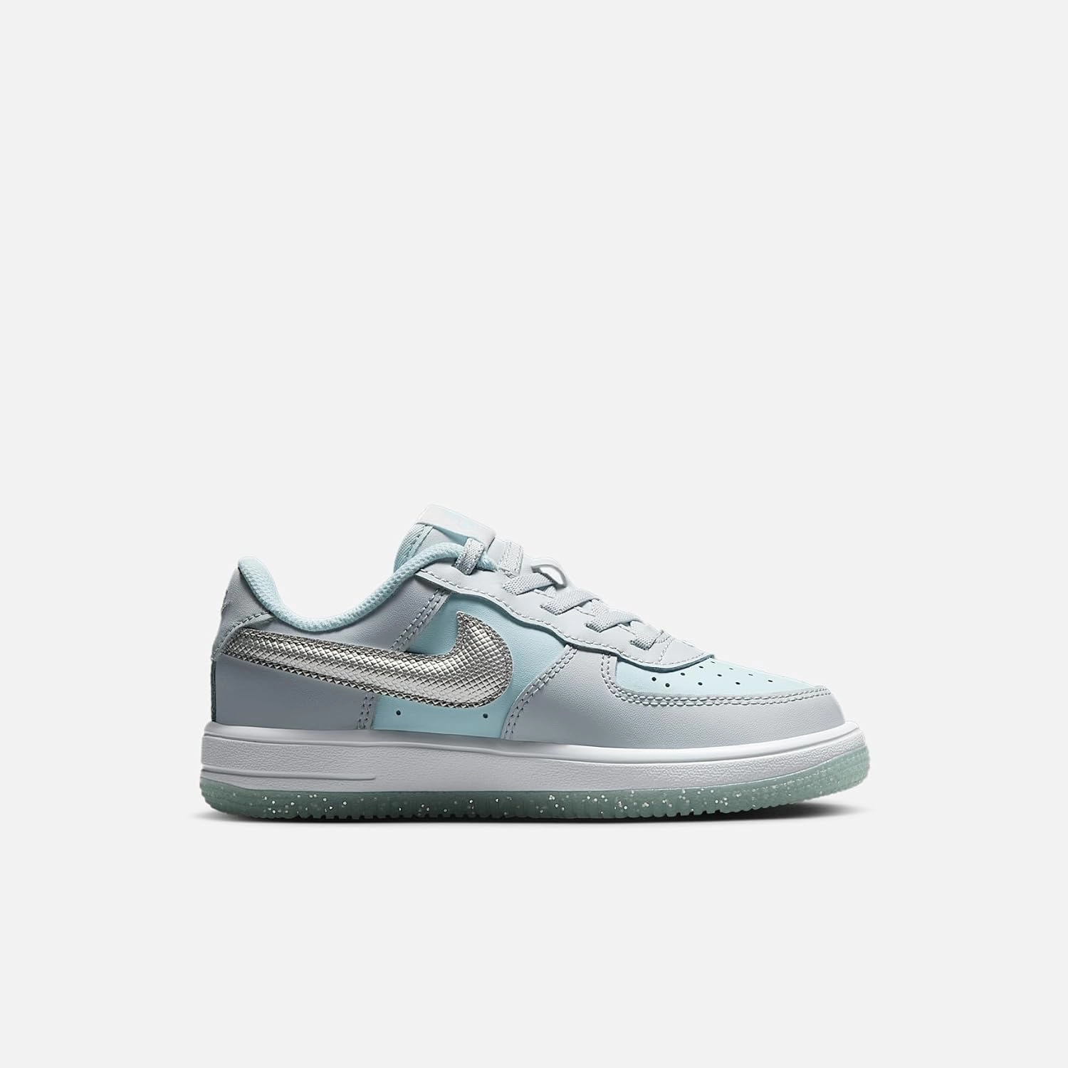 Nike Force 1 Low EasyOn Little Kids' Shoes (HQ3251-043, Pure Platinum/Glacier Blue/White/Metallic Silver)
