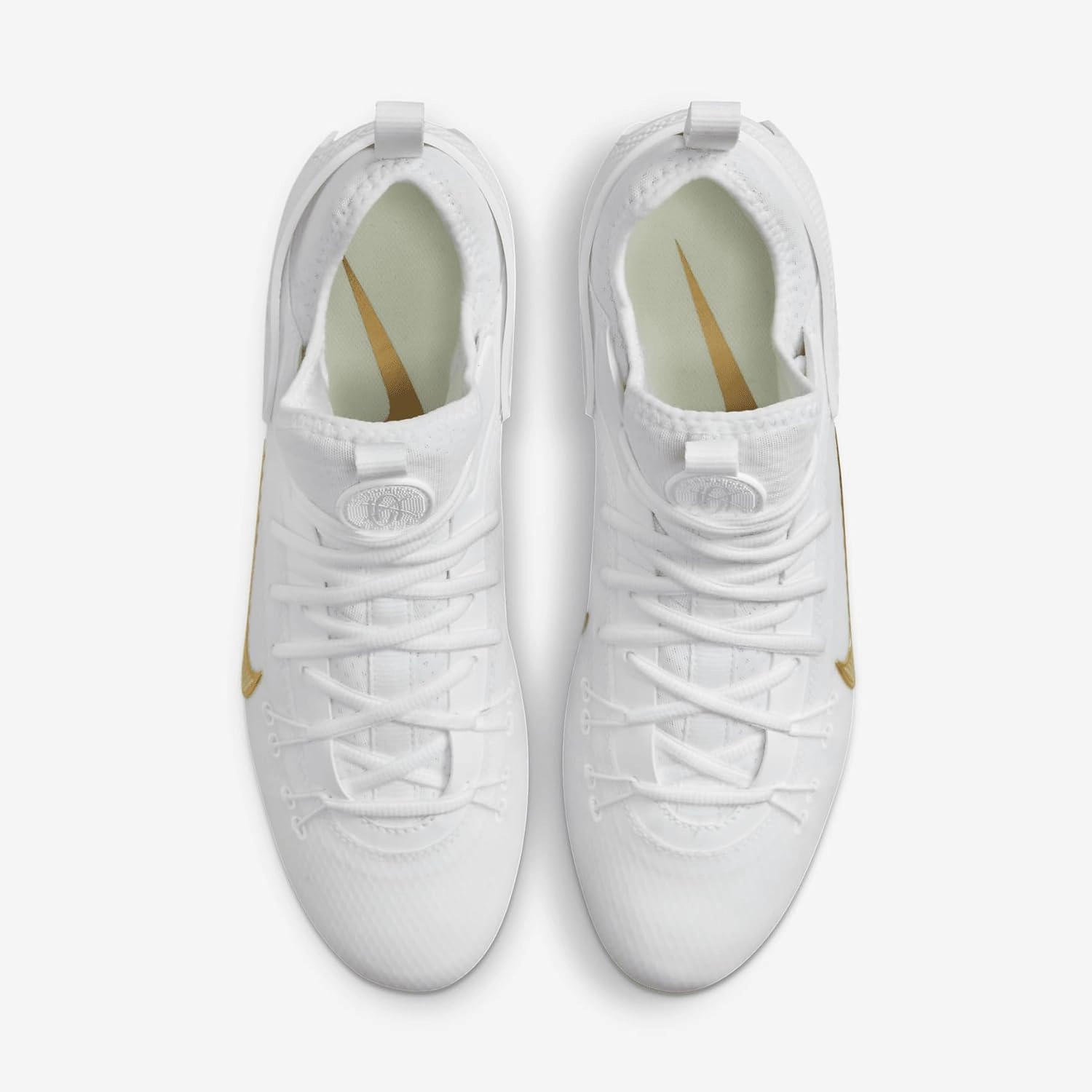 Nike Huarache 9 Elite Low LAX Lacrosse Cleats (FD0089-100, White/White/Metallic Vivid Gold)