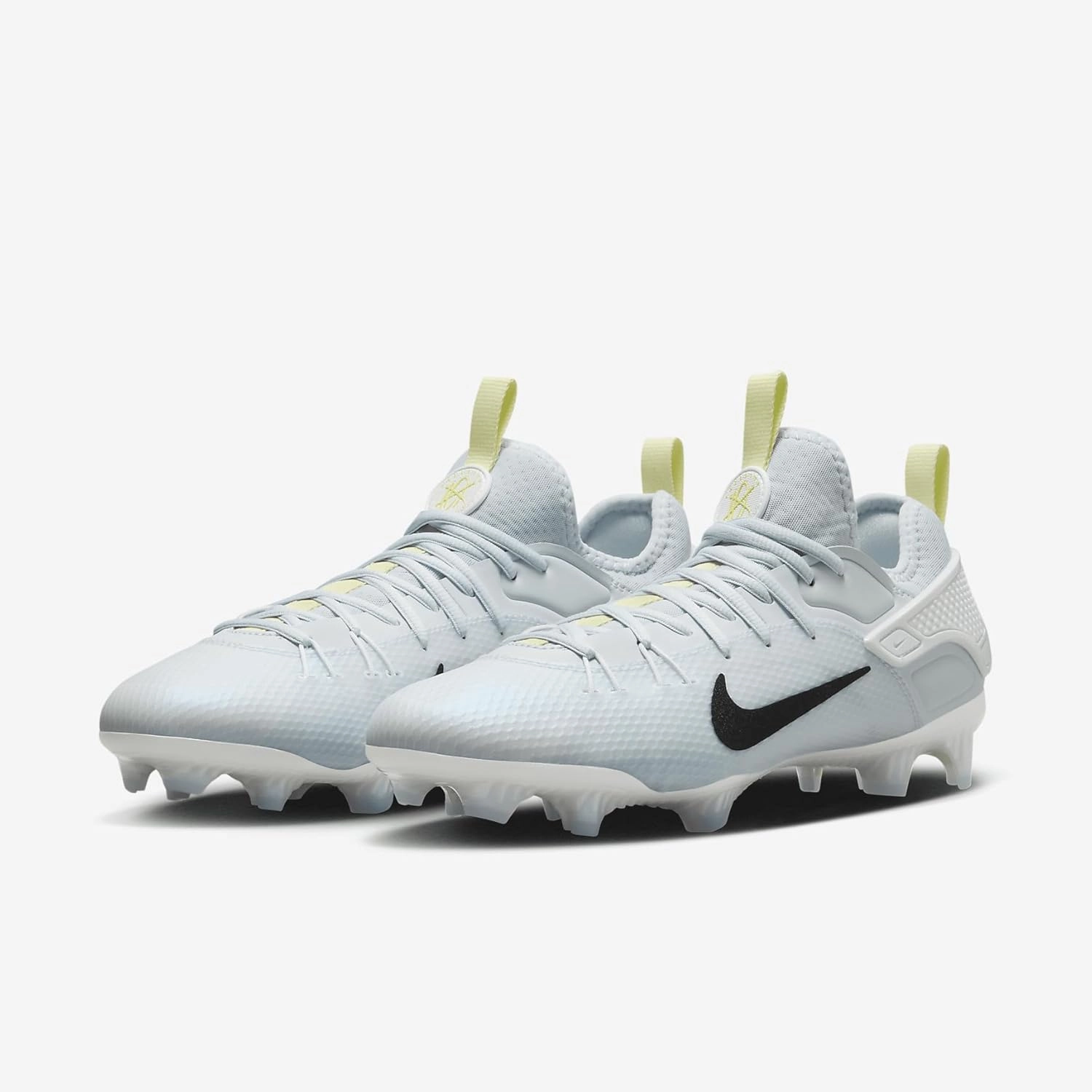 Nike Huarache 9 Elite Low LAX Lacrosse Cleats (FD0089-100, White/White/Metallic Vivid Gold)