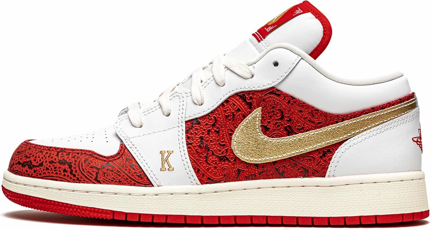 Nike Jordan Youth Air Jordan 1 Low SE GS DJ5186 100 Spades - Size 4.5Y White/Metallic Gold 4.5 Big Kid