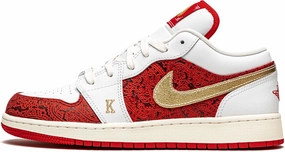 Nike Jordan Youth Air Jordan 1 Low SE GS DJ5186 100 Spades - Size 4.5Y White/Metallic Gold 4.5 Big Kid
