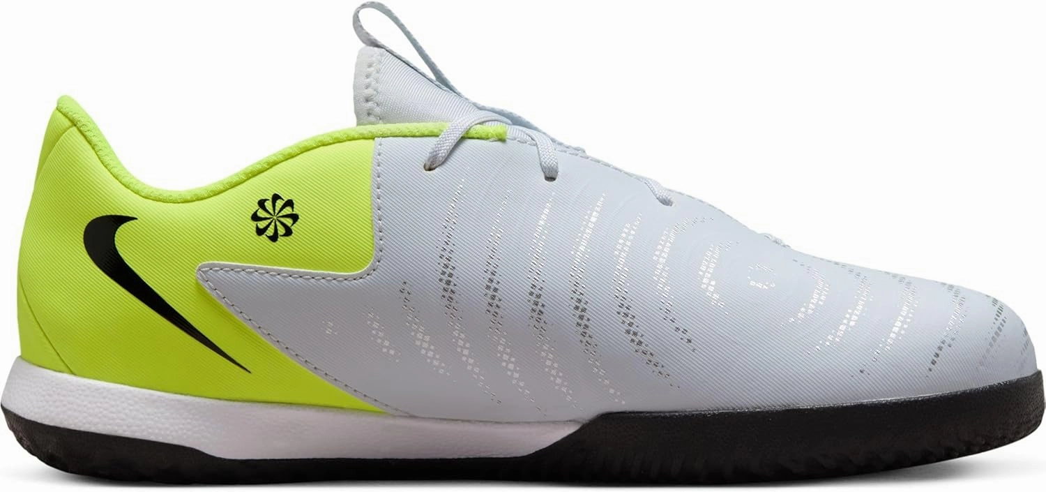 Nike Jr. Phantom GX 2 Academy Little/Big Kids' IC Soccer Shoes (FJ2609-003, Metallic Silver/Volt/Black)