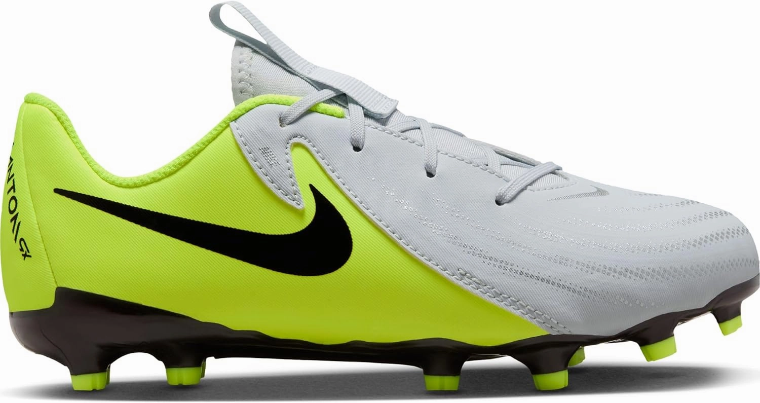 Nike Jr. Phantom GX 2 Academy Little/Big Kids' MG Low-Top Soccer Cleats (FD6722-003, Metallic Silver/Volt/Black)