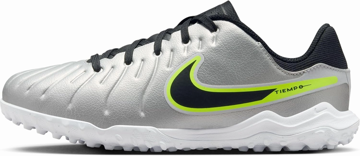 Nike Jr. Tiempo Legend 10 Academy (DV4351-001, Metallic Silver/Volt/Black) Size 4.5