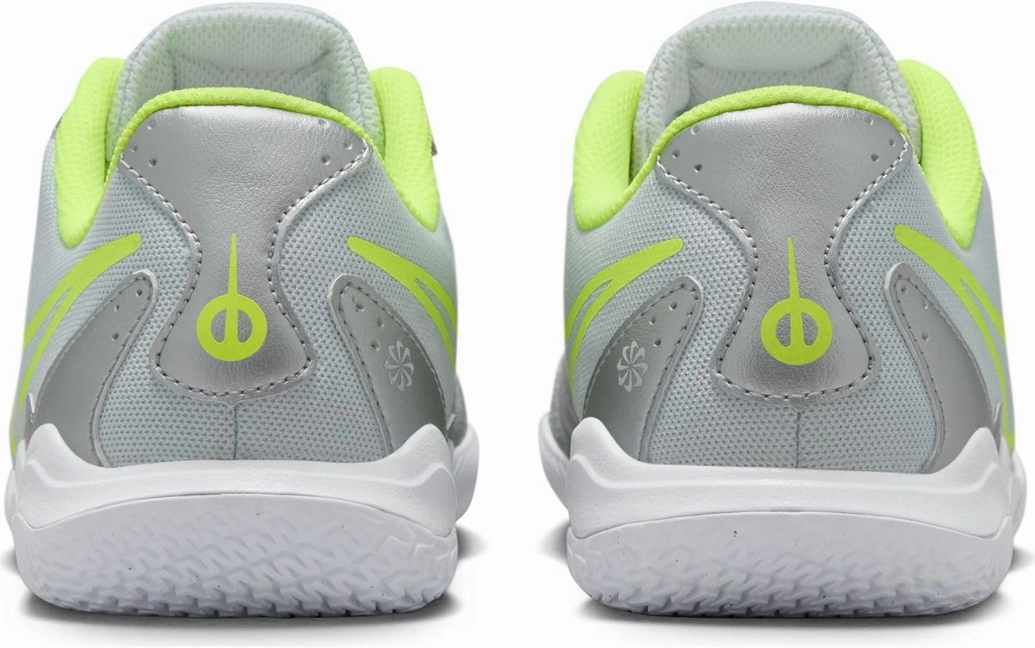 Nike Jr. Tiempo Legend 10 Academy Little/Big Kids' Indoor/Court Low-Top Soccer Shoes (DV4350-001, Metallic Silver/Volt/Black)