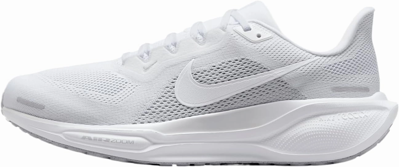 Nike Pegasus 41 Men's Road Running Shoes (Extra Wide) (FN4932-100, White/Pure Platinum/Metallic Silver/White) Size 11